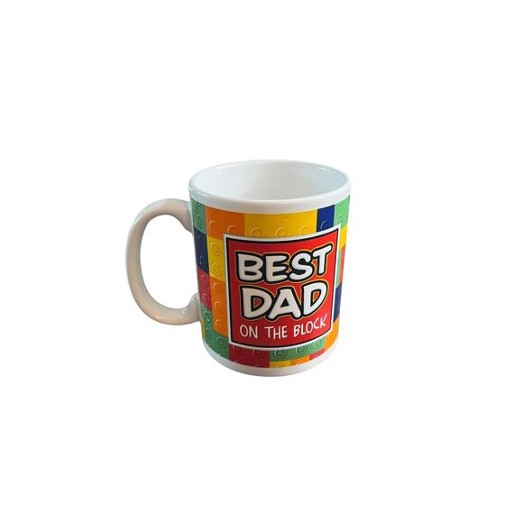 Collectible Coffee Mug 'Best Dad on the Block' Building Block Design - Picture 3 of 6